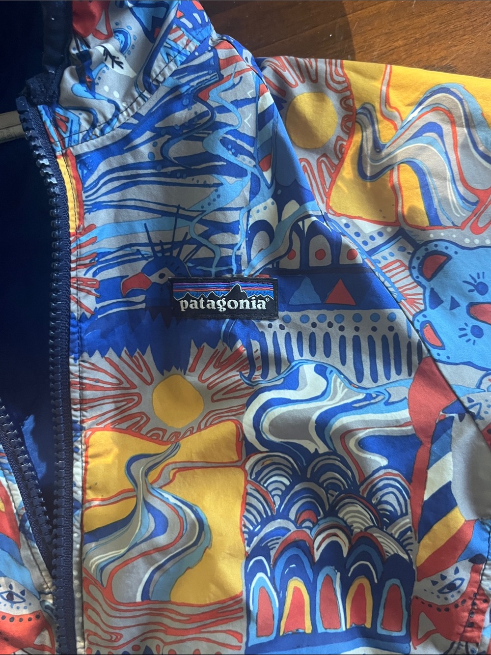 Patagonia Reversible Blue Patterned Hooded Jacket 3T - Picture 2 of 11